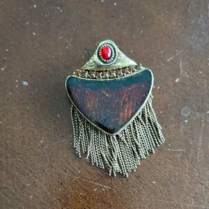Vintage Chico Elegant Gold and Red Fringe Pendant